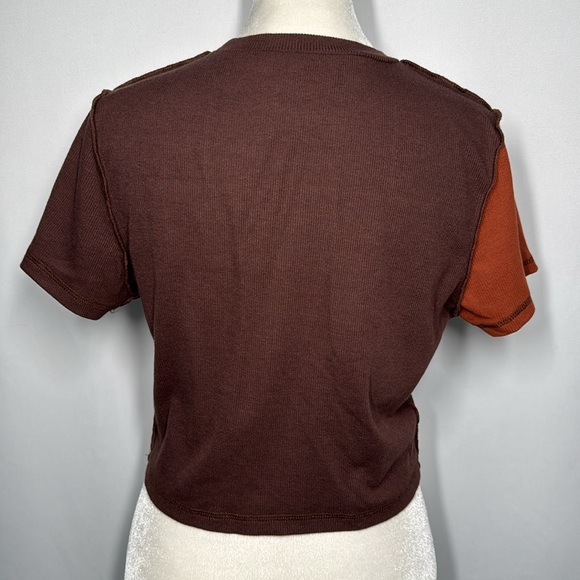 ๐3/$15 Shein Patchwork Brown Crop Top - Picture 5 of 7